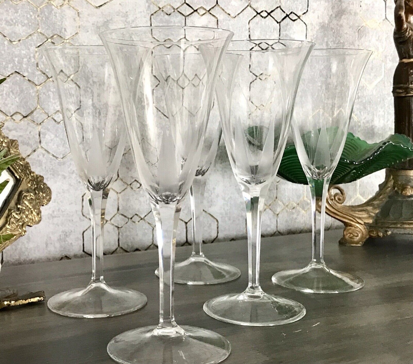 Antik Art Déco 5x Champagnerflöten Gläser Zeus Otto Rakel 40er Jahre Weisswasser