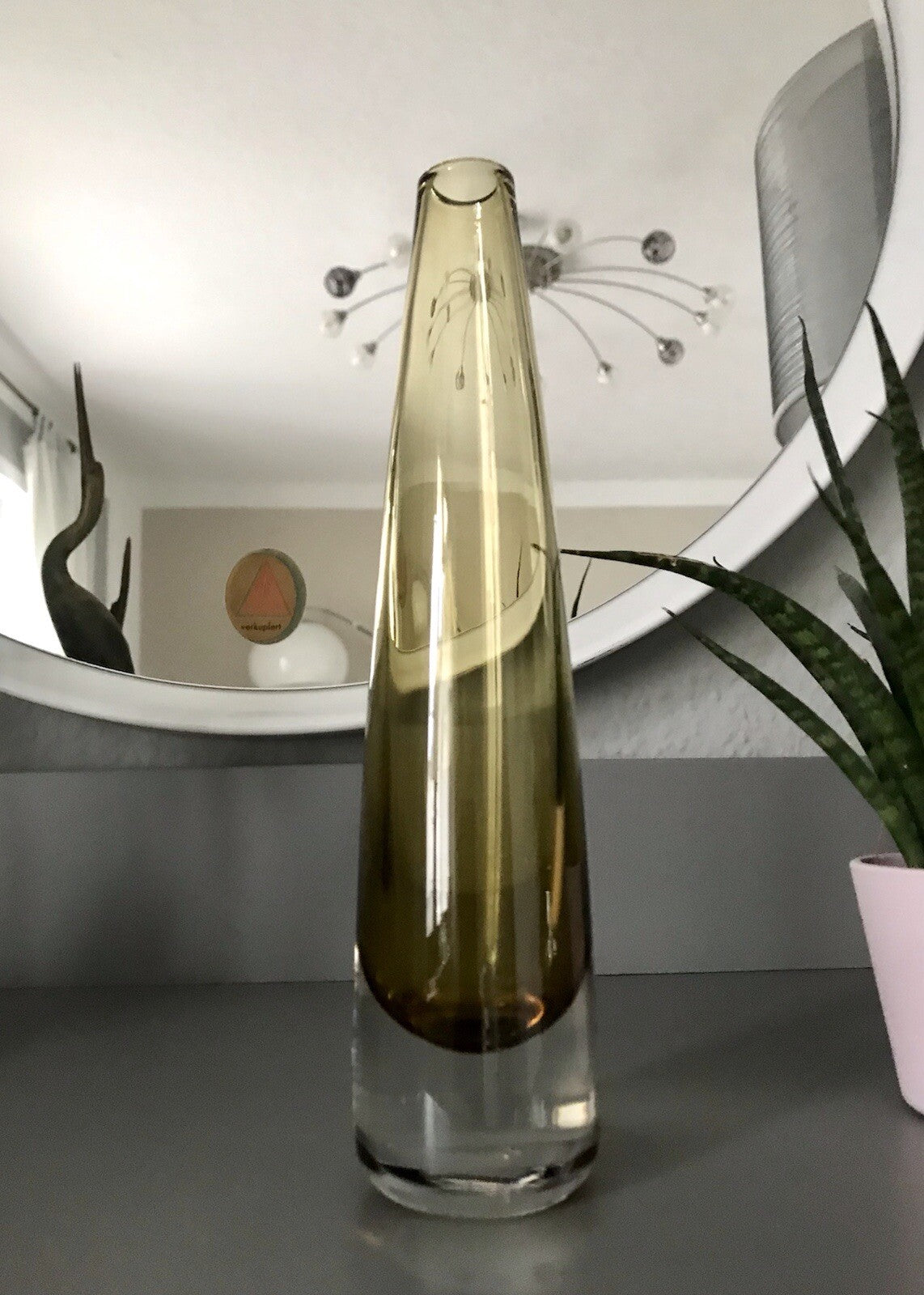 Vintage Design Glasvase Glas gelb Vase MidCentury Kosta Boda