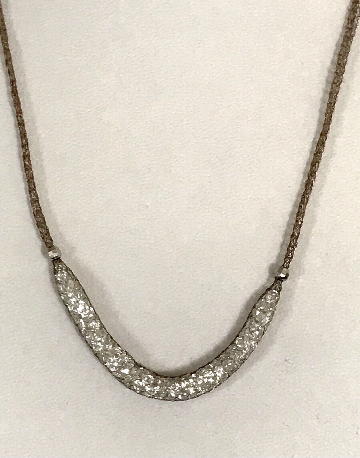 Alt Vintage Edel Gold 333 Gold & 925 Silber Collier Halskette Goldnetz Steine