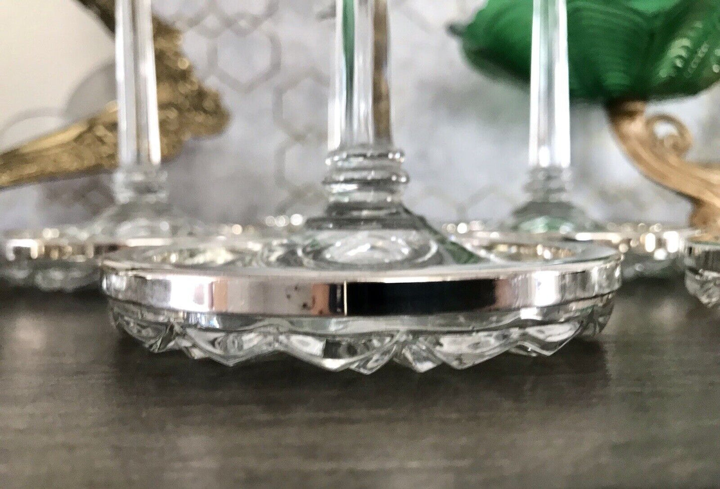 Vintage 6x Untersetzer für Weingläser Glas Kristallglas Bleikristall versilbert
