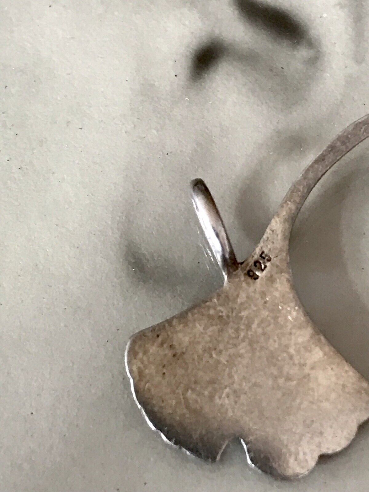 Antik alt Anhänger Kettenanhänger 925 Silber Gingko Blatt EDEL