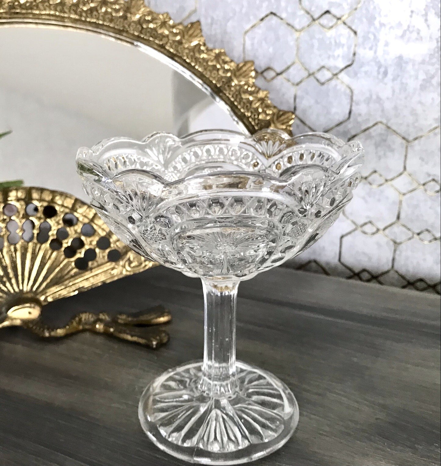 Art Déco 1931 Pressglas Antik Glas Marquerite Brockwitz Fußschale