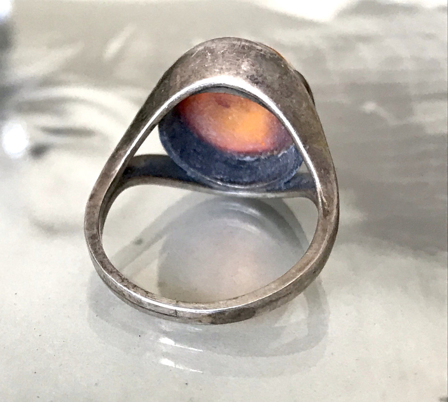 Alt Antik Vintage Edel Bernstein DAMEN RING Silber Super Design! Gr.56 57 WOW!