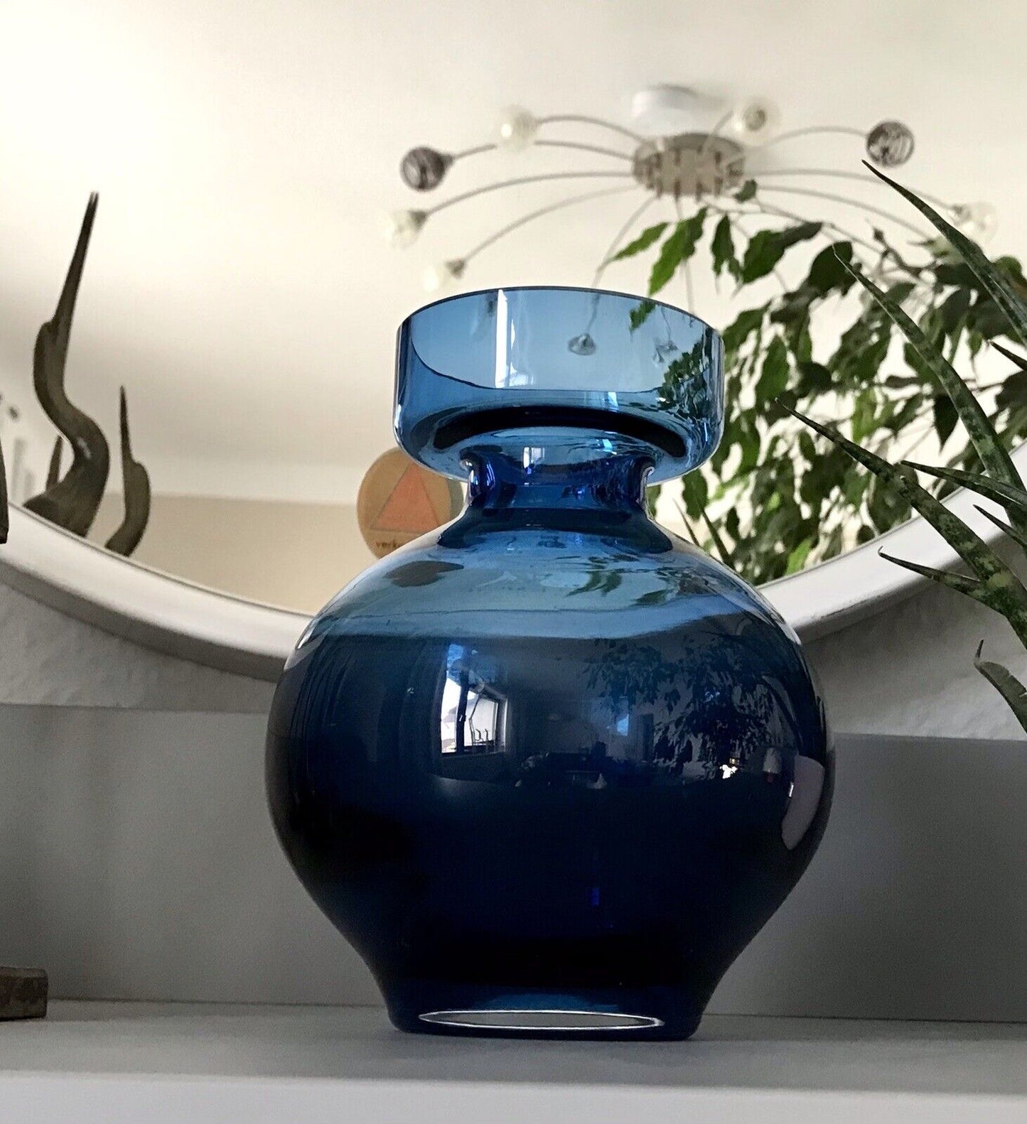 Vintage 60er Design Glasvase Glas Blau Vase Mid Century Schön als Zwiebelglas