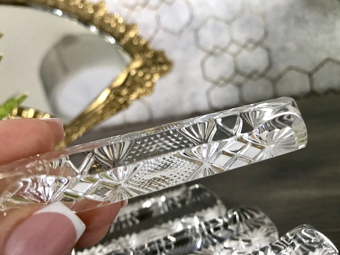 Alt antik? 6 Art Déco Messerbänkchen Kristallglas Glas EDEL Schliff