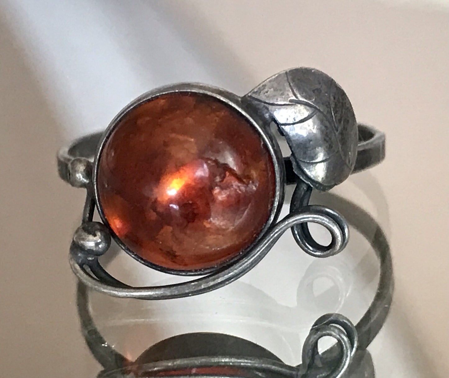 Alt Antik Edel Bernstein DAMEN RING Silber Super Design! Gr.59 18,8 mm Wow