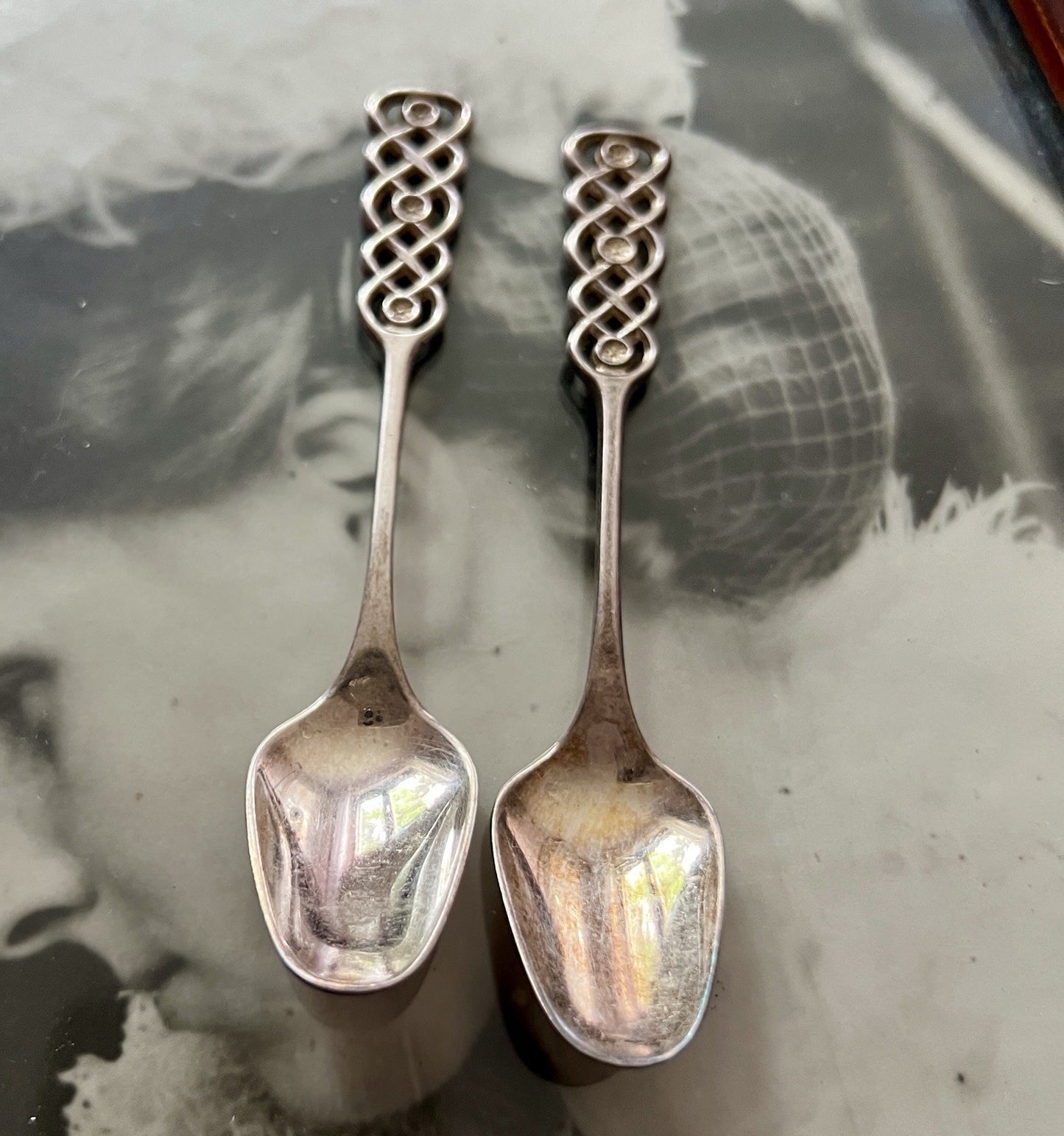 Alt 2x Löffel 830 Silber Schön gepunzt Durchbruchmuster David Andresen Ringebu