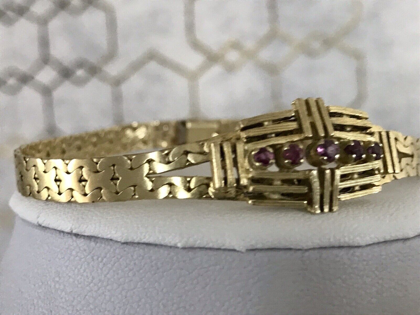 Antik Art Déco 835 Silber Armband vergoldet Rubine WUNDERVOLL