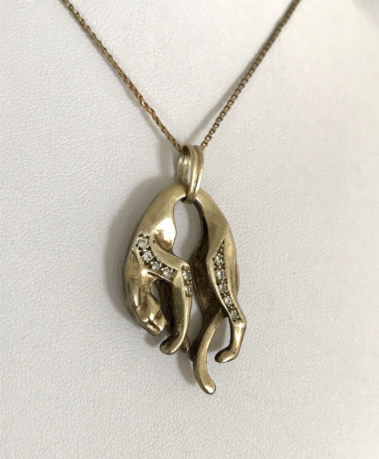 Vintage Edel groß Anhänger 925 Silber Super Design vergoldet hängender Panther