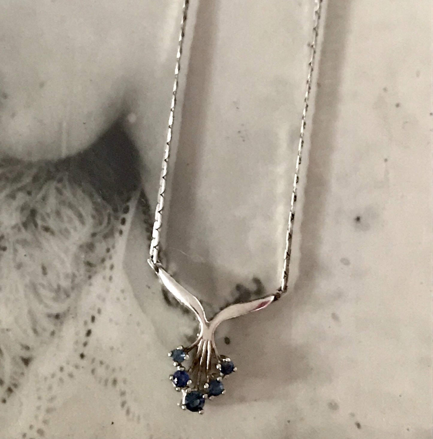 Antik Edel Jugendstil 925 Silber Collier Halskette Saphire? SCHÖN