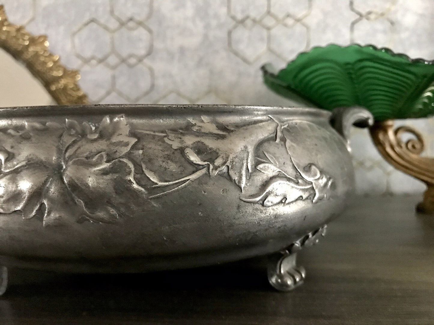 Antik Zinn Schale Hugo Leven Jugendstil ~1913 Kaiserzinn Jardiniere
