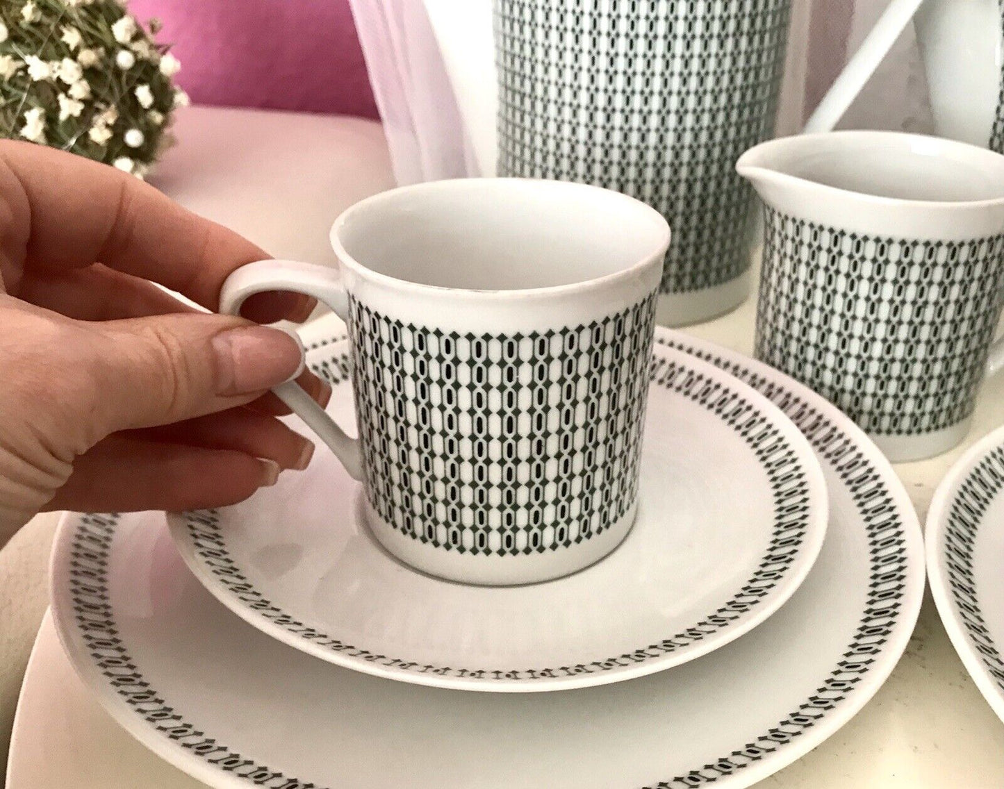 Vintage 60er Porzellan Eschenbach Kaffeeservice Tète a Tète 2 Personen