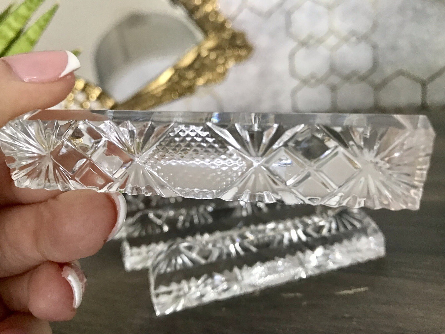 Alt antik? 6 Art Déco Messerbänkchen Kristallglas Glas EDEL Schliff