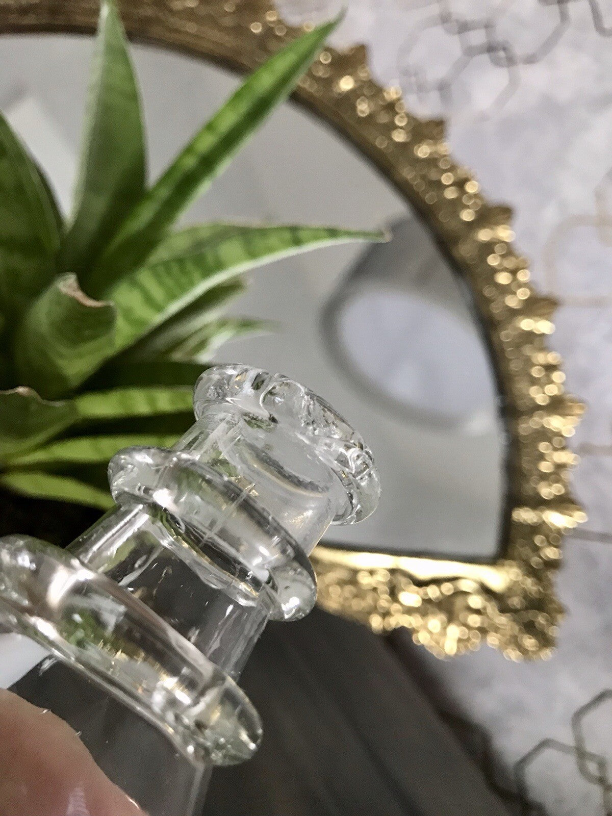 Antik Biedermeier kleine Karaffe Weinkaraffe Dekanter Glas graviert
