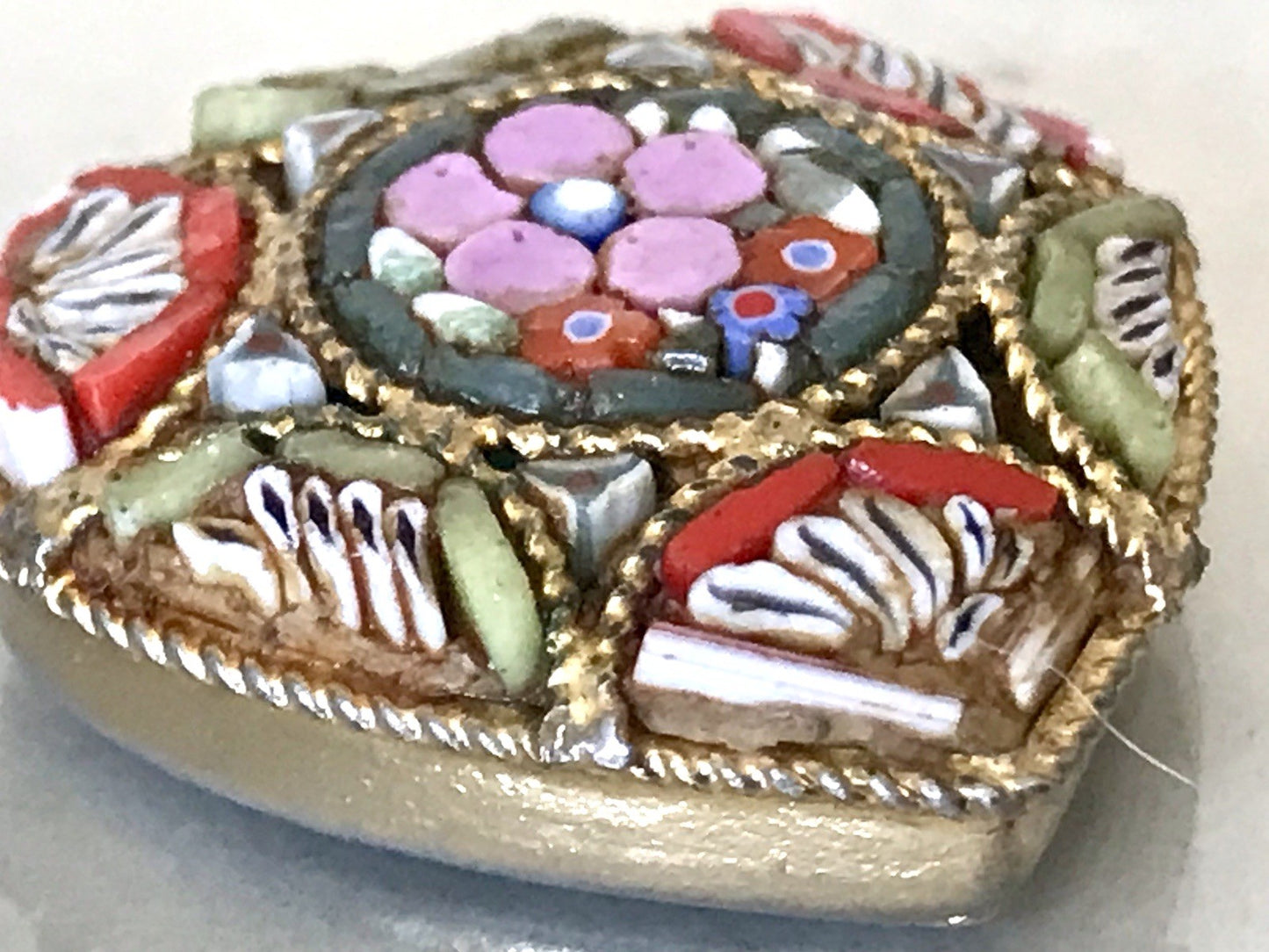 Antik Herz Anhänger Italien Micromosaik Glas Murinen