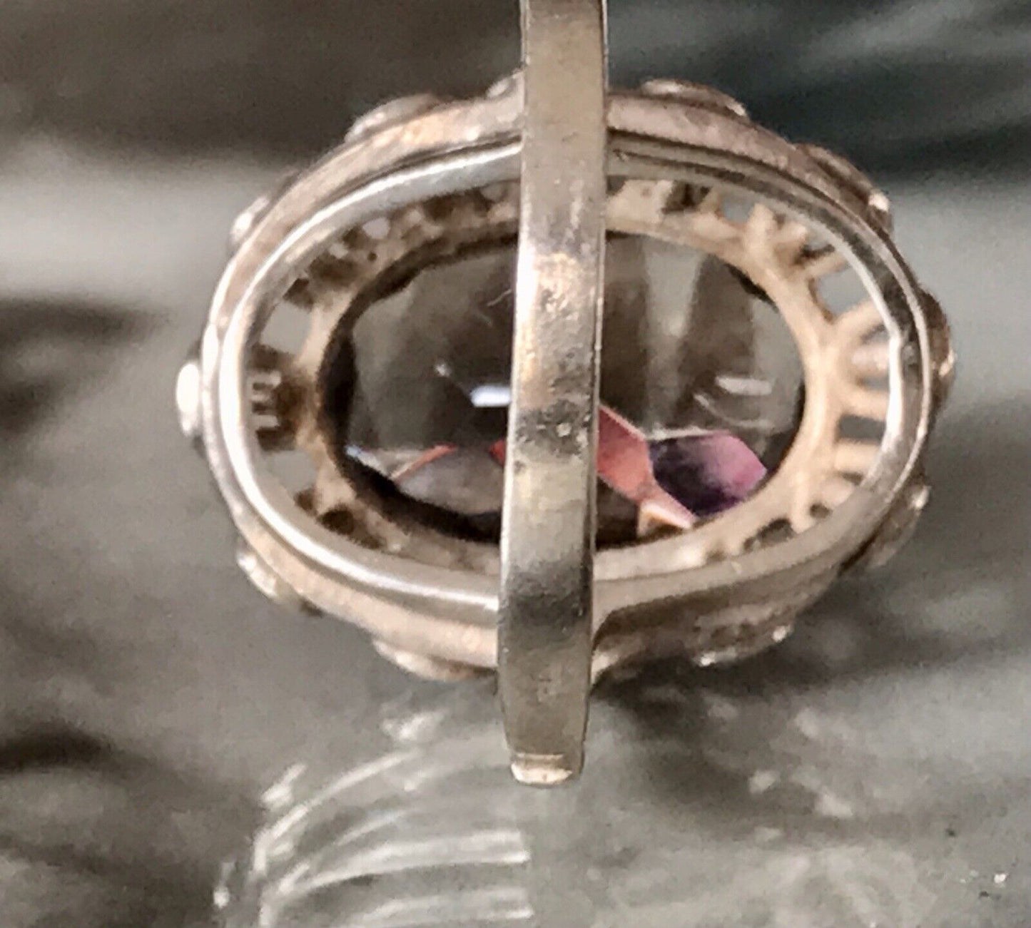 Vintage Edel Rauchquarz Stein DAMEN RING Silber 835 Gr.57 1,81