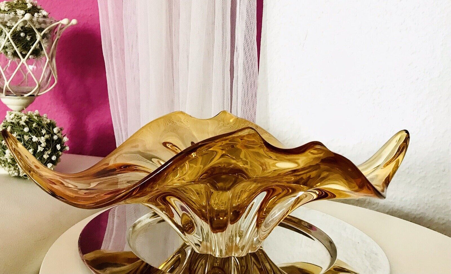 Vintage GROß 60er Somerso Murano Schale Glas Gelb Überfangglas Erscheinung