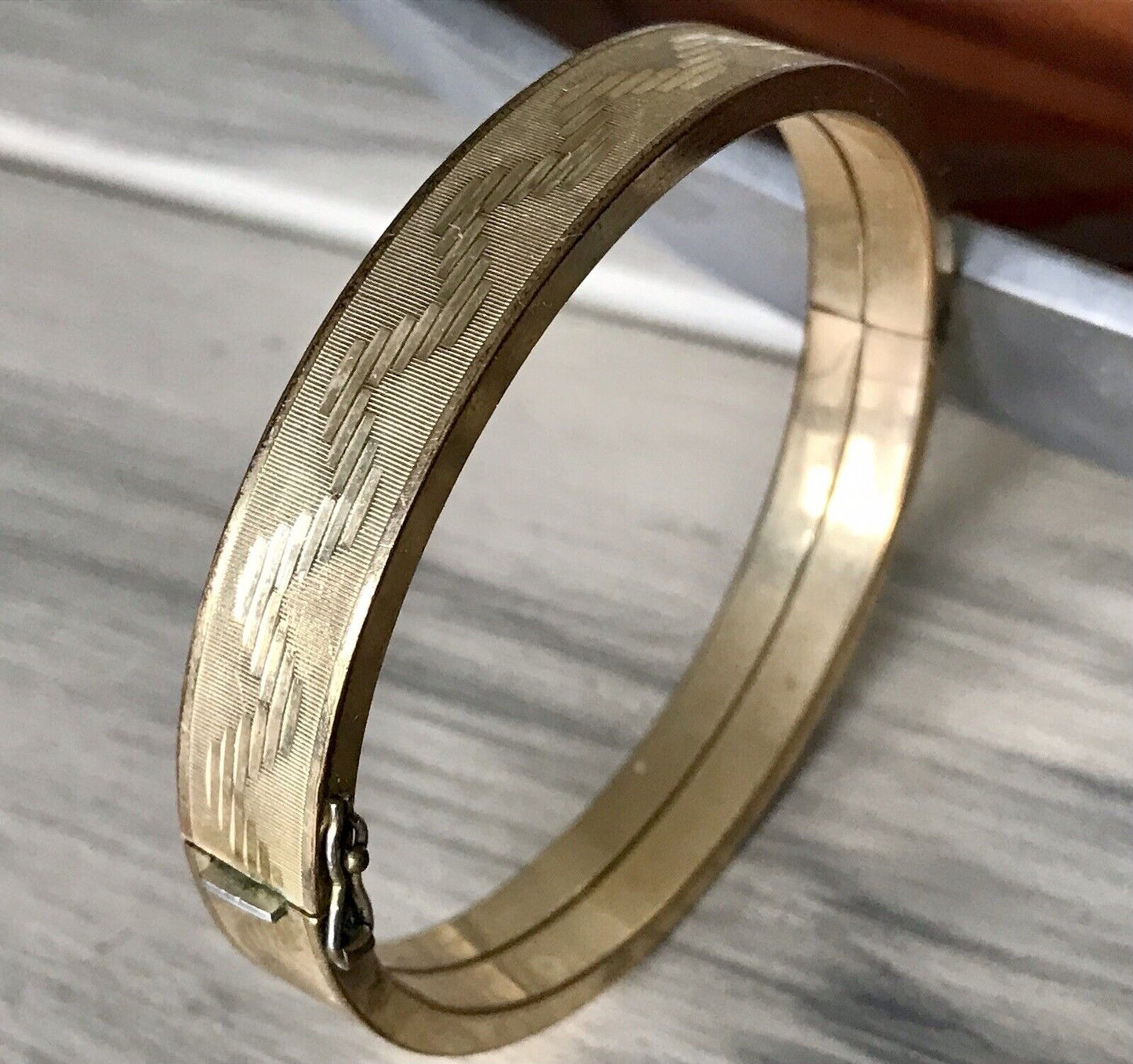 Antik Vintage Armband Armreif Klapp- Armspange Amerik. Doublè vergoldet gold