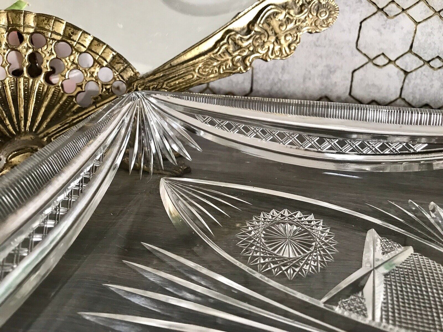 Antik Bleikristall Schale Glasschale Kristallglas Glas Schliff EDEL Groß