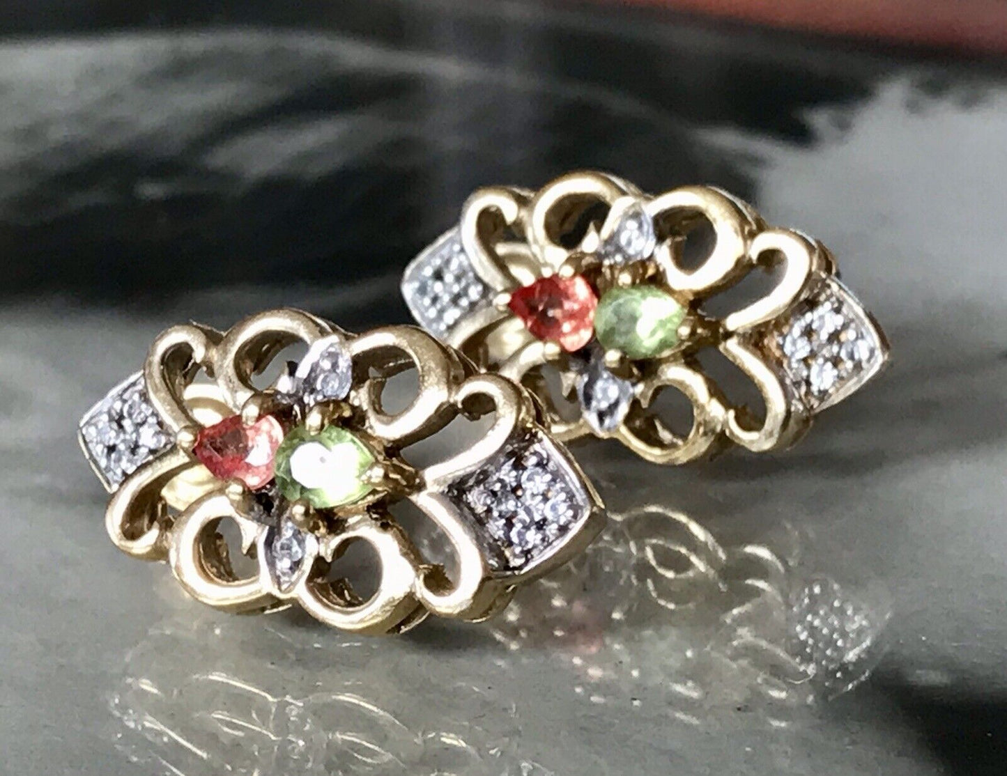 Cavill Ohrringe Ohrstecker DAMEN Silber vergoldet gold Vintage Stil Edelsteine