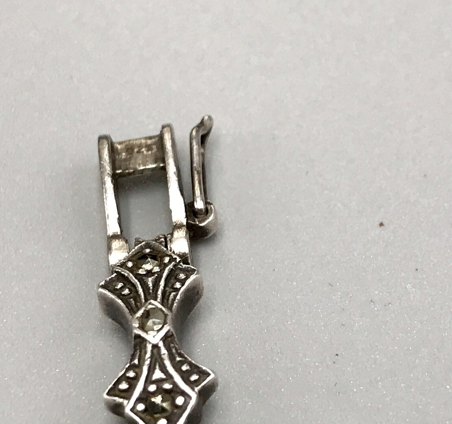 Vintage EDEL!!! Art Déco Stil 925 Silber Armbanduhr Damen Markasite wundervoll!