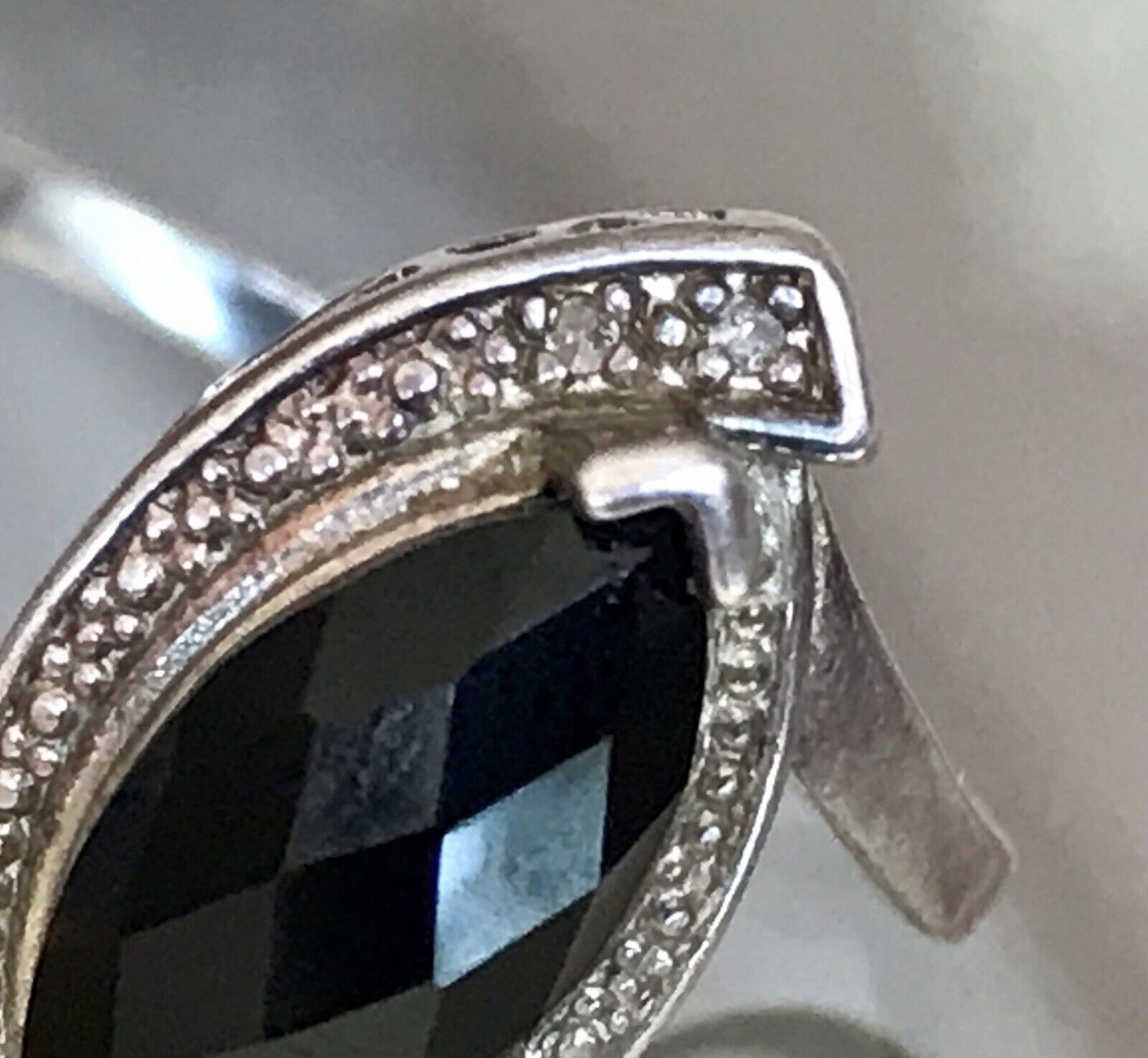 Vintage Onyx? DAMEN RING Silber 925 Gr.55 17,5 Schiffchen