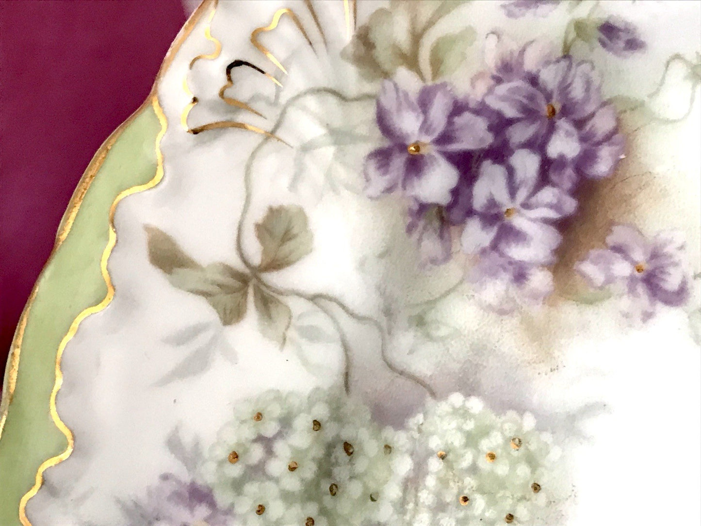 Antik 4 Dessert Kuchen Teller Jugendstil Blumen Muster Jäger&Co Kuchenteller