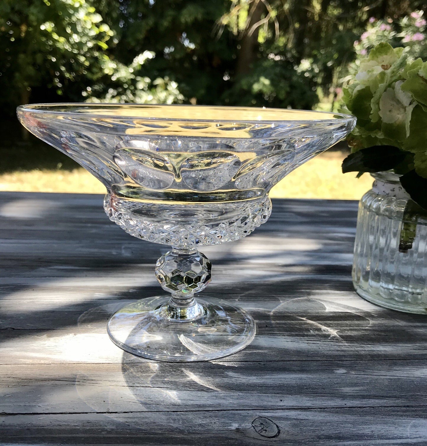 Alt Vintage Bleikristall Schale auf Fuß Glasschale Kristallglas Glas Edel