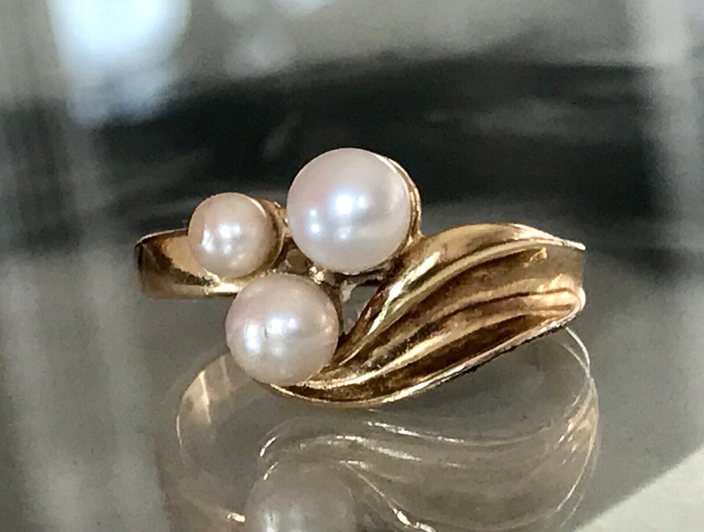 Majorica Edel DAMEN RING Perlen Gr.56 57 vergoldet 925 Silber