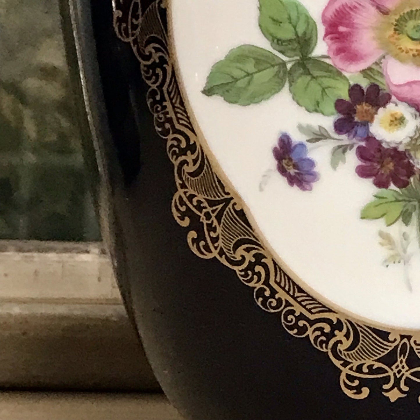 Vintage Alt 1 Porzellan Prunkvase Vase Echt Kobalt blau bunt Weimarer Porzellan