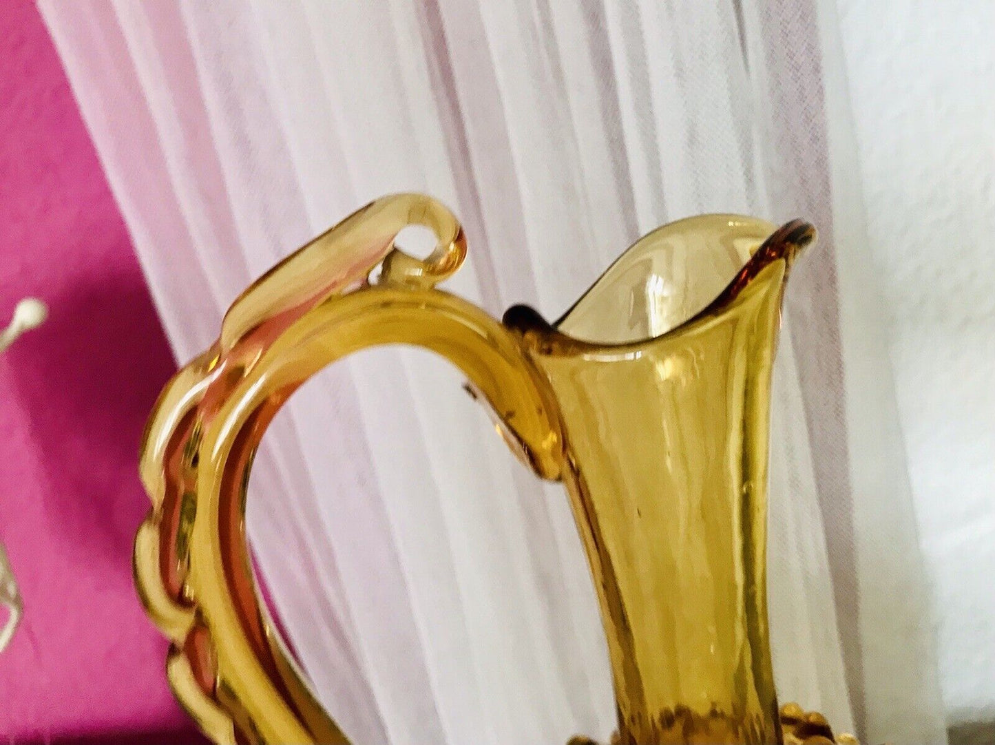Murano Barovier Tosso ? 60er Karaffe Kanne Vase Glas Gelb Noppen Dubben Abriss