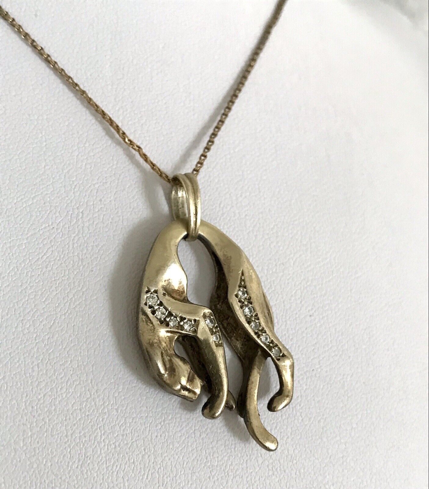 Vintage Edel groß Anhänger 925 Silber Super Design vergoldet hängender Panther