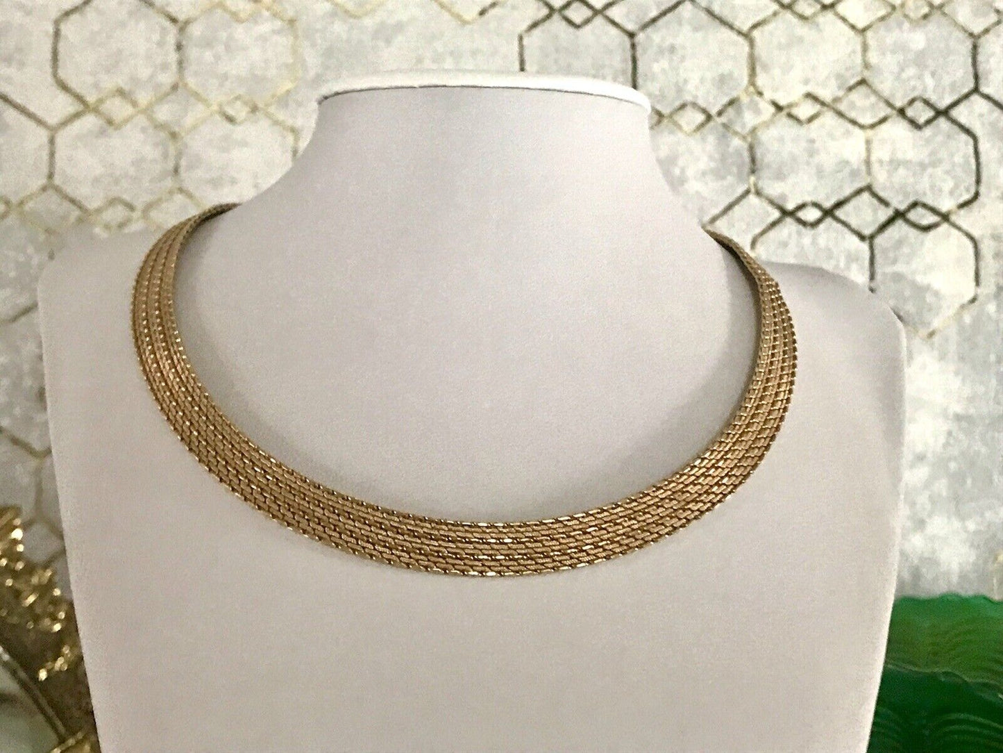 Vintage 60er MP Collier Halskette Amerik. Doublè gold Choker Statement SCHÖN
