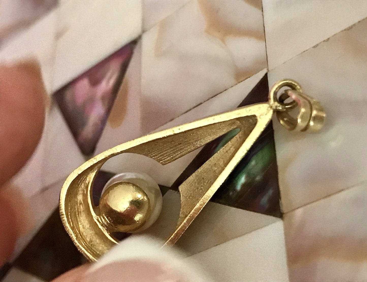 Vintage Designer Anhänger Perle Amerik. Doublè vergoldet