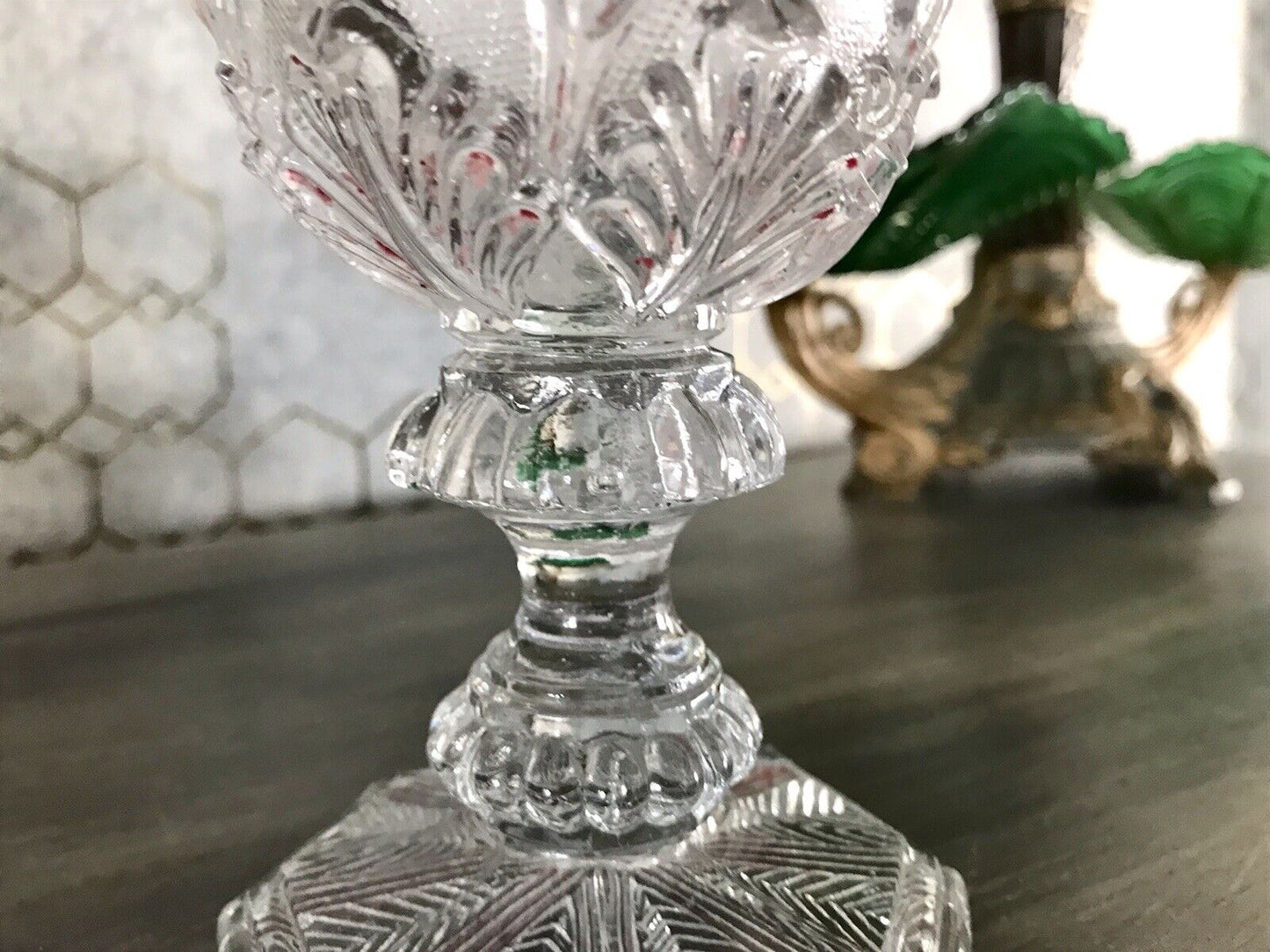 Antik Fußbecher Kelch Becher Weinglas Pokalglas Kristallglas? ~1830