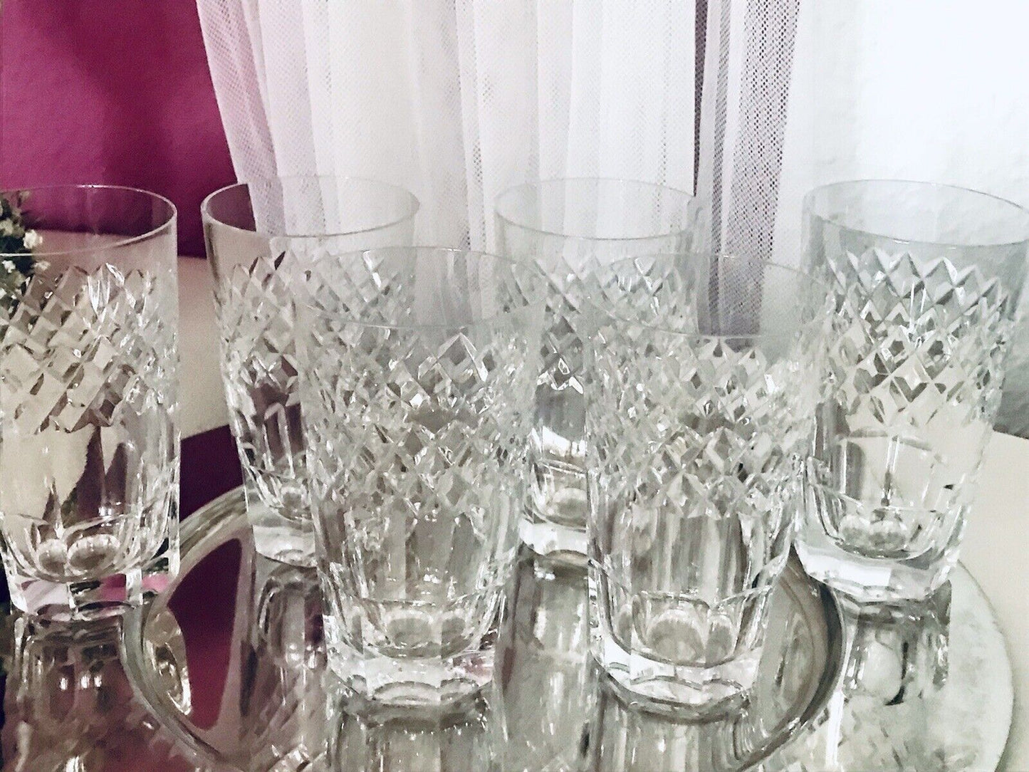 Vintage SEHR EDEL 6x Wassergläser Gläser Becher Kristallglas schön kantiger Fuß