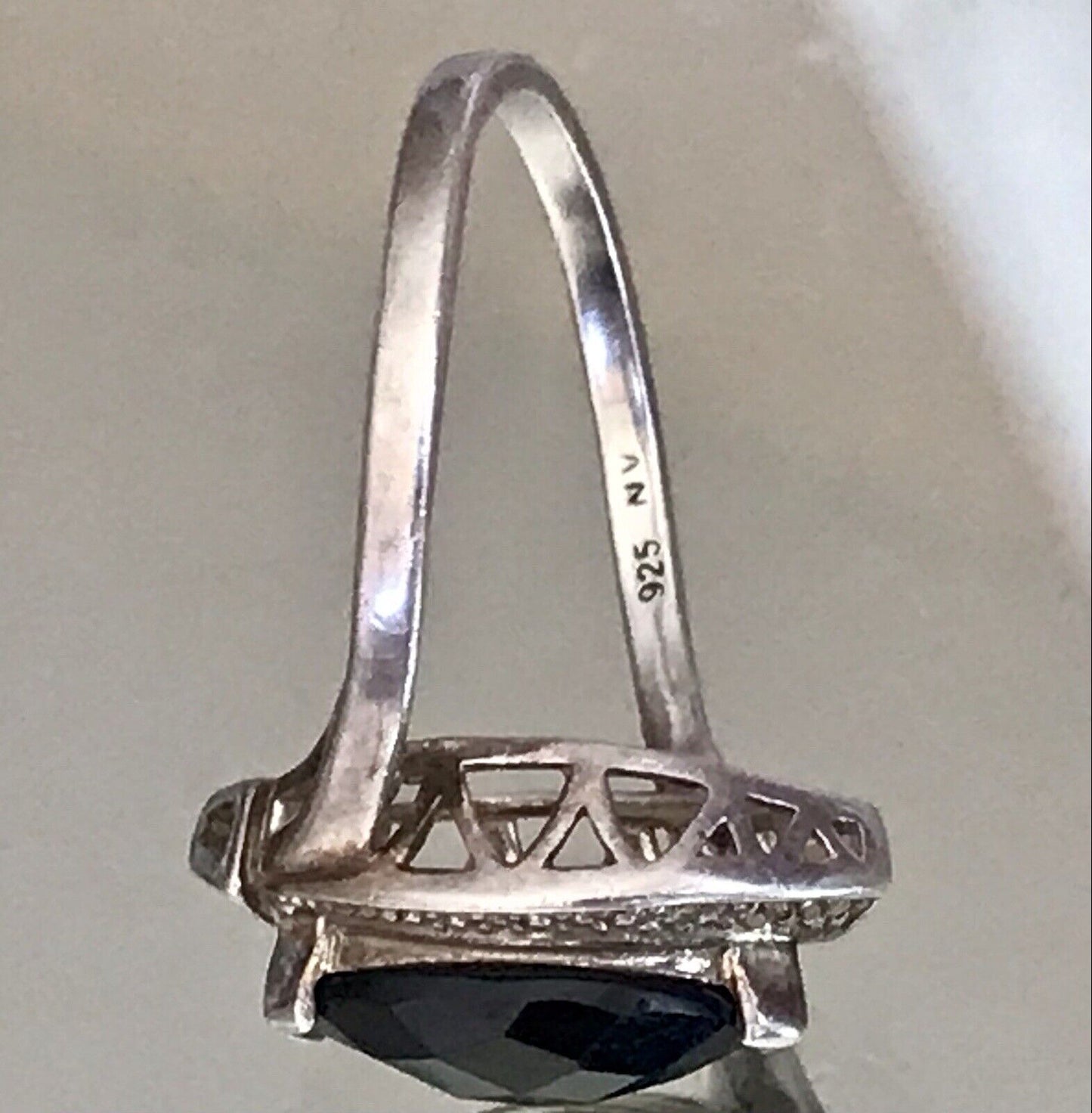 Vintage Onyx? DAMEN RING Silber 925 Gr.55 17,5 Schiffchen
