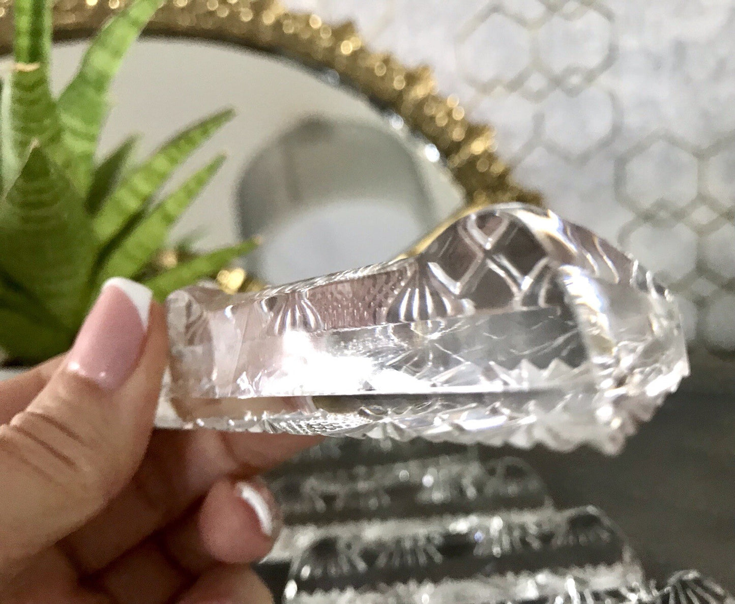 Alt antik? 6 Art Déco Messerbänkchen Kristallglas Glas EDEL Schliff