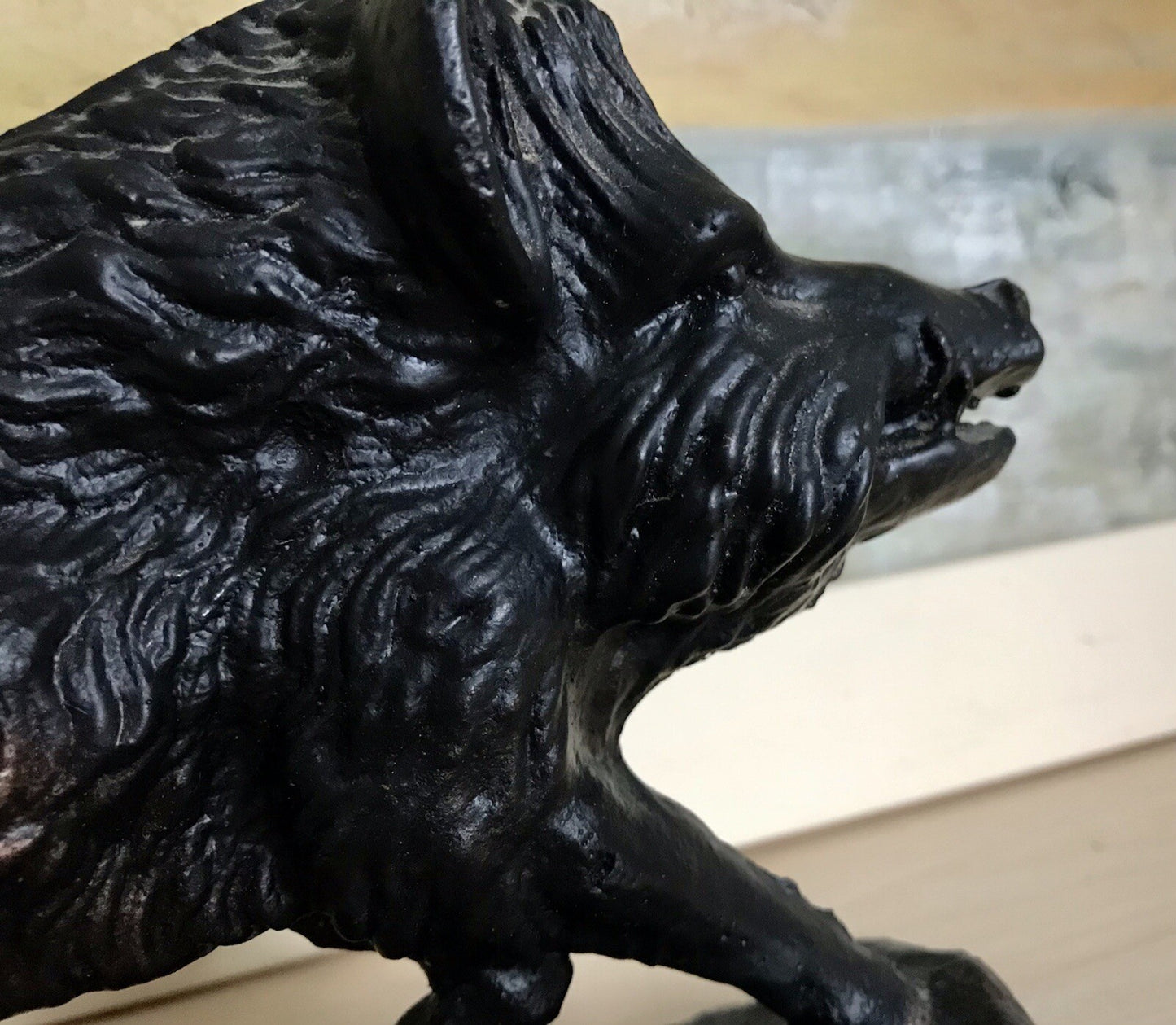 Alt antik? Eisenguss Skulptur Figur Schwein Wildschwein Gusseisen