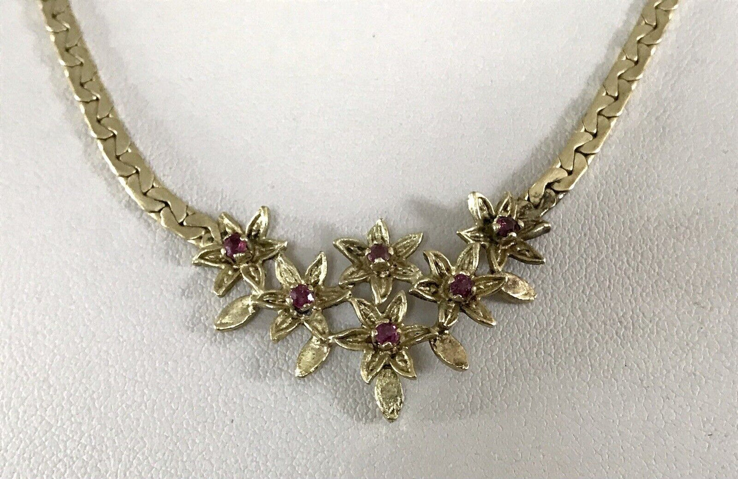 Antik Edel Jugendstil 925 Silber vergoldet Collier Halskette Rubine