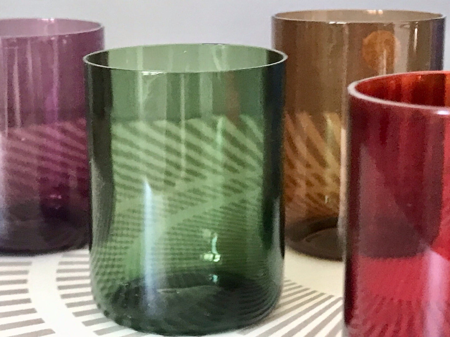 Vintage 60er Jahre 6 Schnapsgläser Gläser buntes Glas Rauchglas