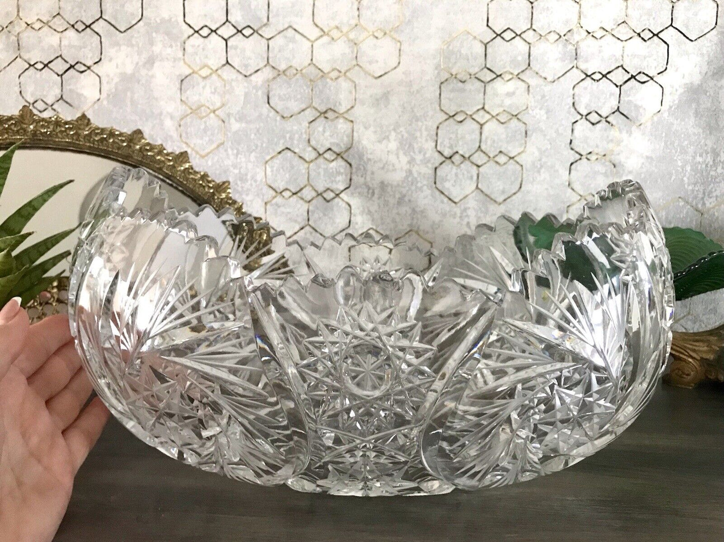 Groß EDEL Bleikristall Schale Glasschale Jardiniere Kristallglas Glas Böhmen
