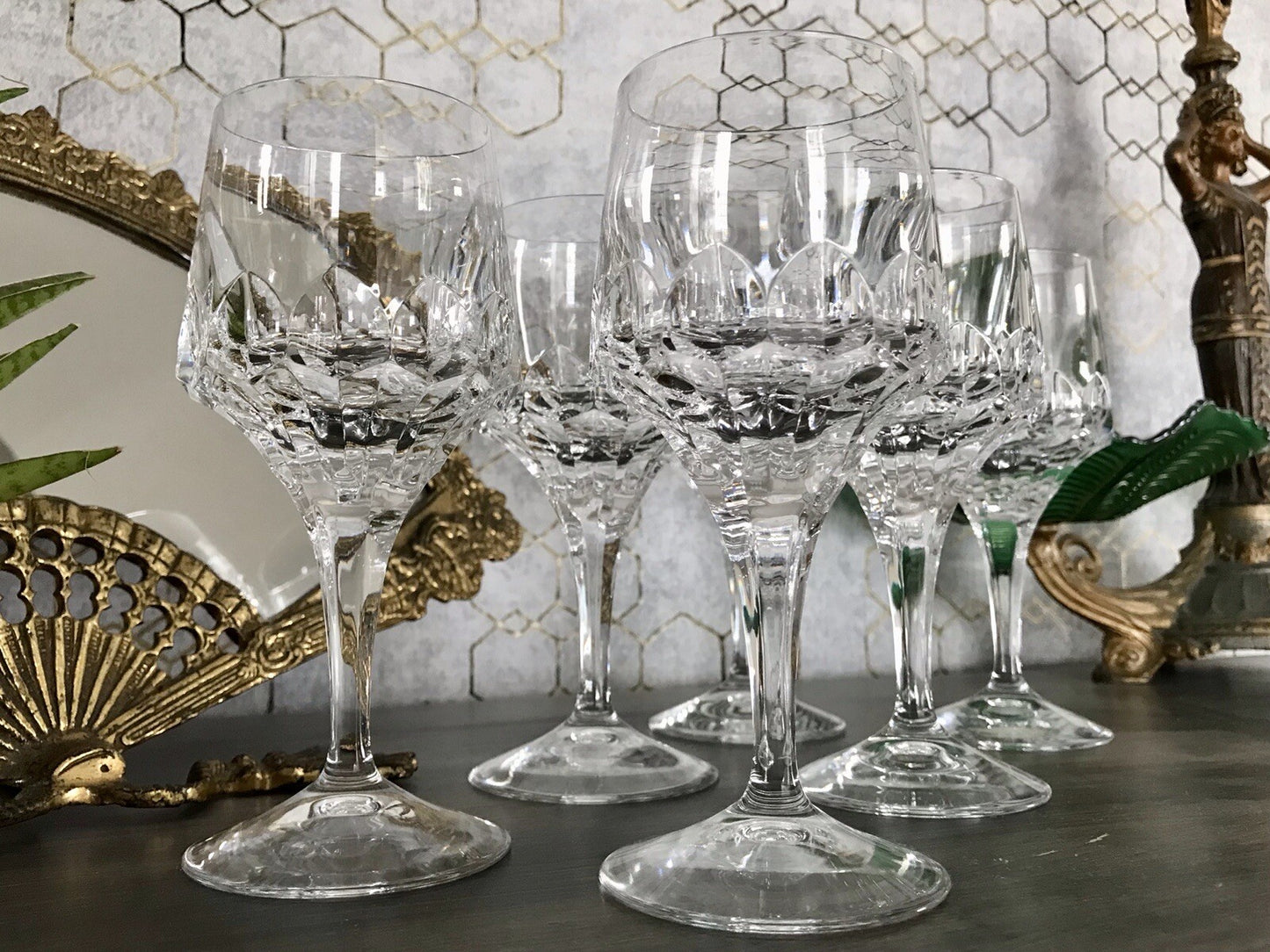 Vintage Edel 6x Weingläser Gläser Kristallglas Peill & Putzler Bleikristall