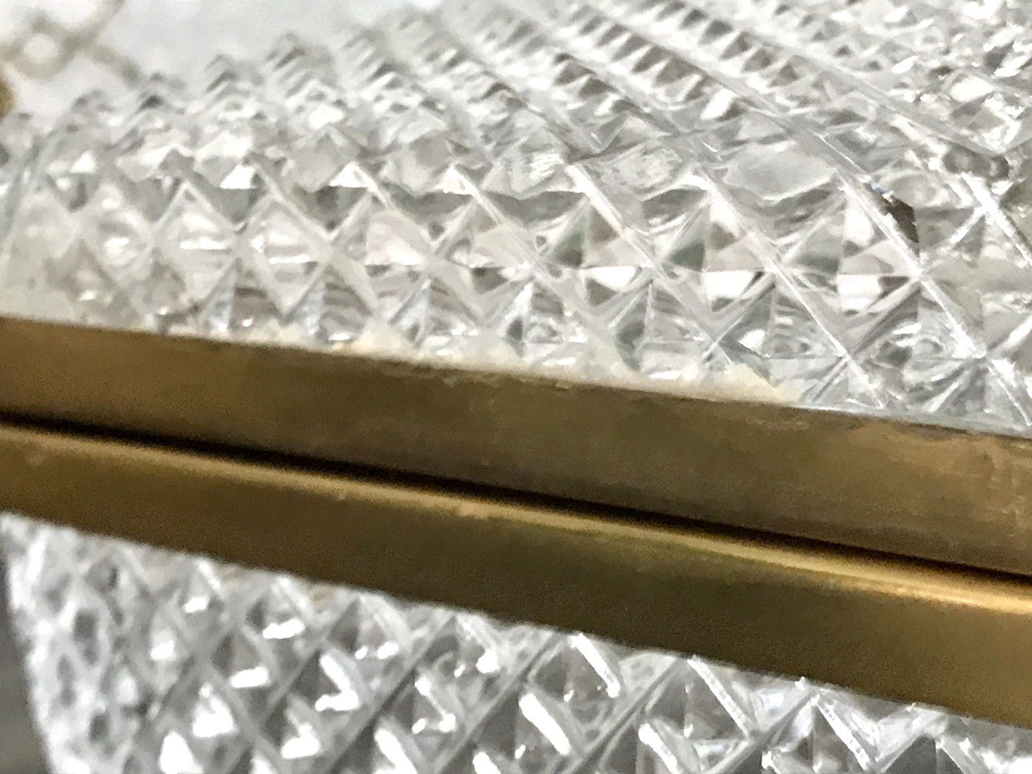 Antik Art Dèco Vintage EDEL Schatulle Deckeldose Bleikristall groß Messingrahmen