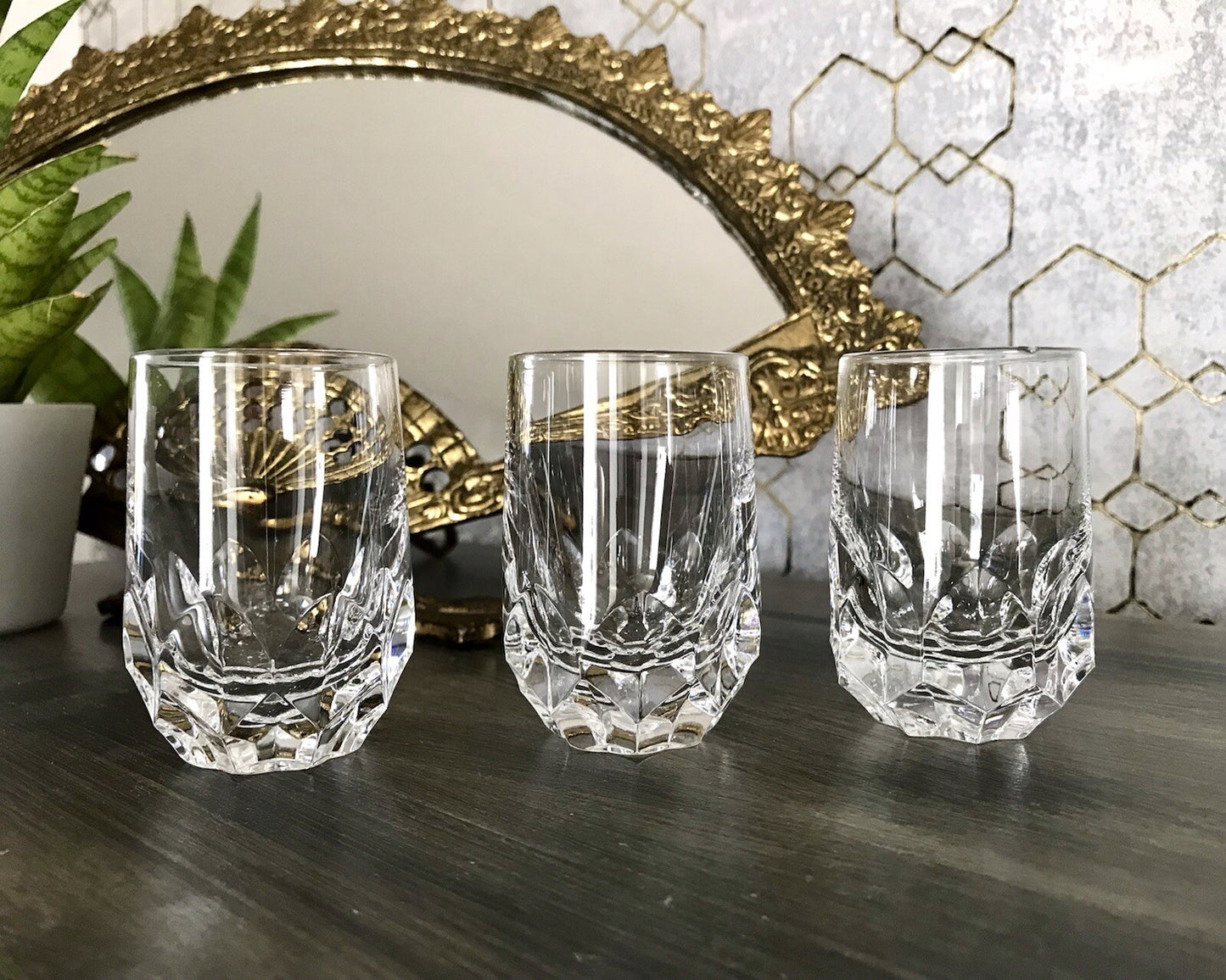 Vintage Edel 3x Schnapsgläser Gläser Kristallglas Peill & Putzler Bleikristall