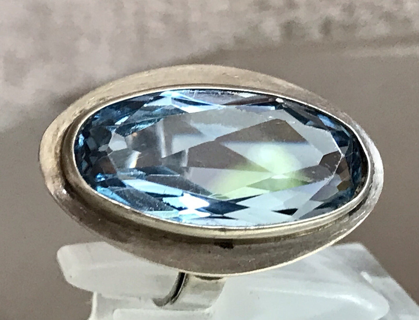 Vintage Edel DAMEN RING Silber 835 blauer Stein Topas? Gr.52 16,5