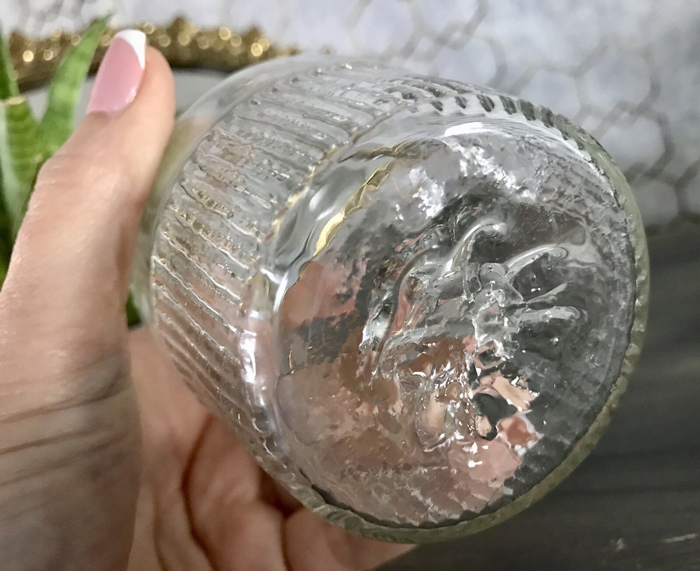 Antik Biedermeier kleine Karaffe Weinkaraffe Dekanter Glas graviert