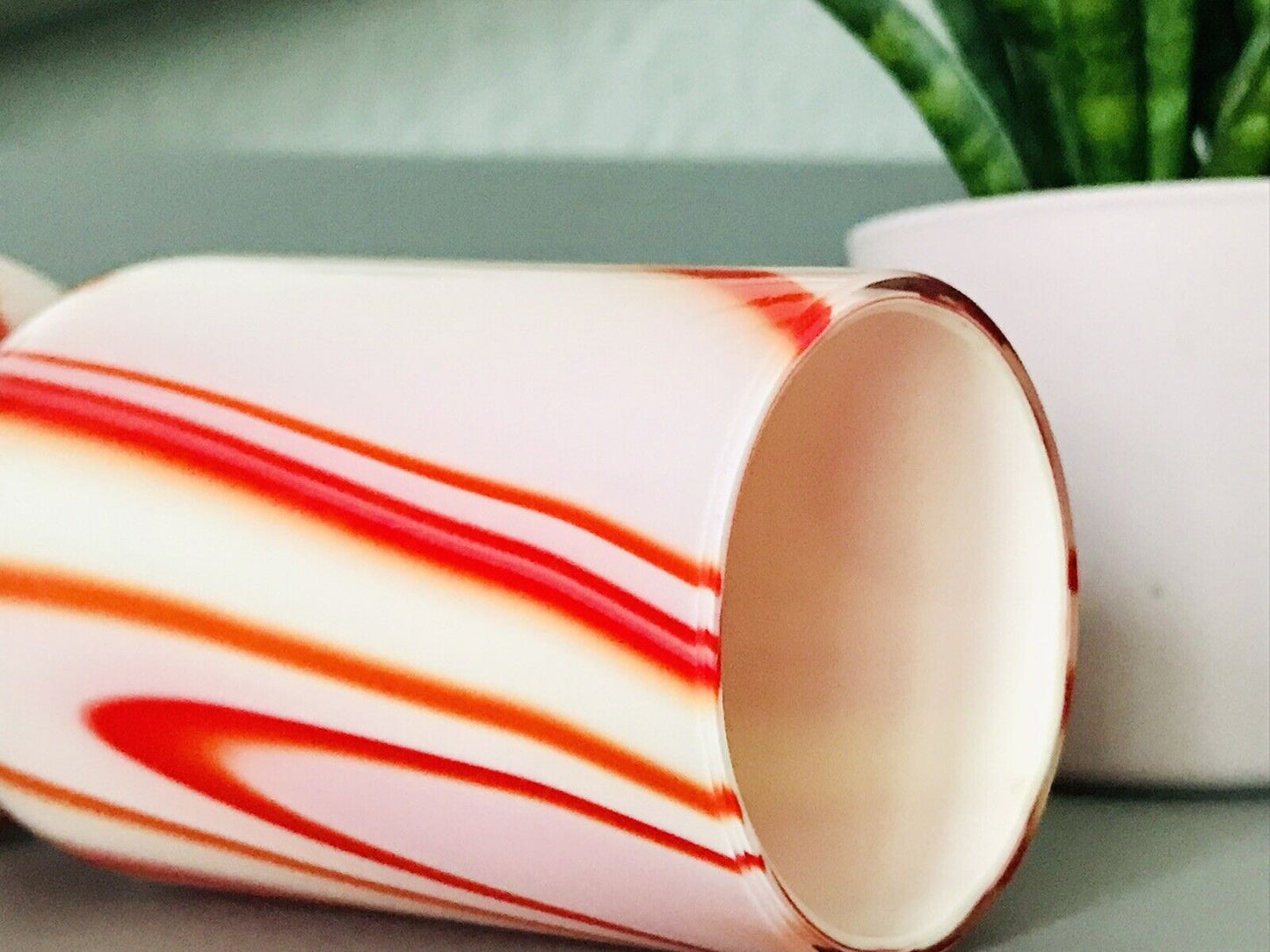 Carlo Moretti Vintage Vase Murano Glasvase rot weiß