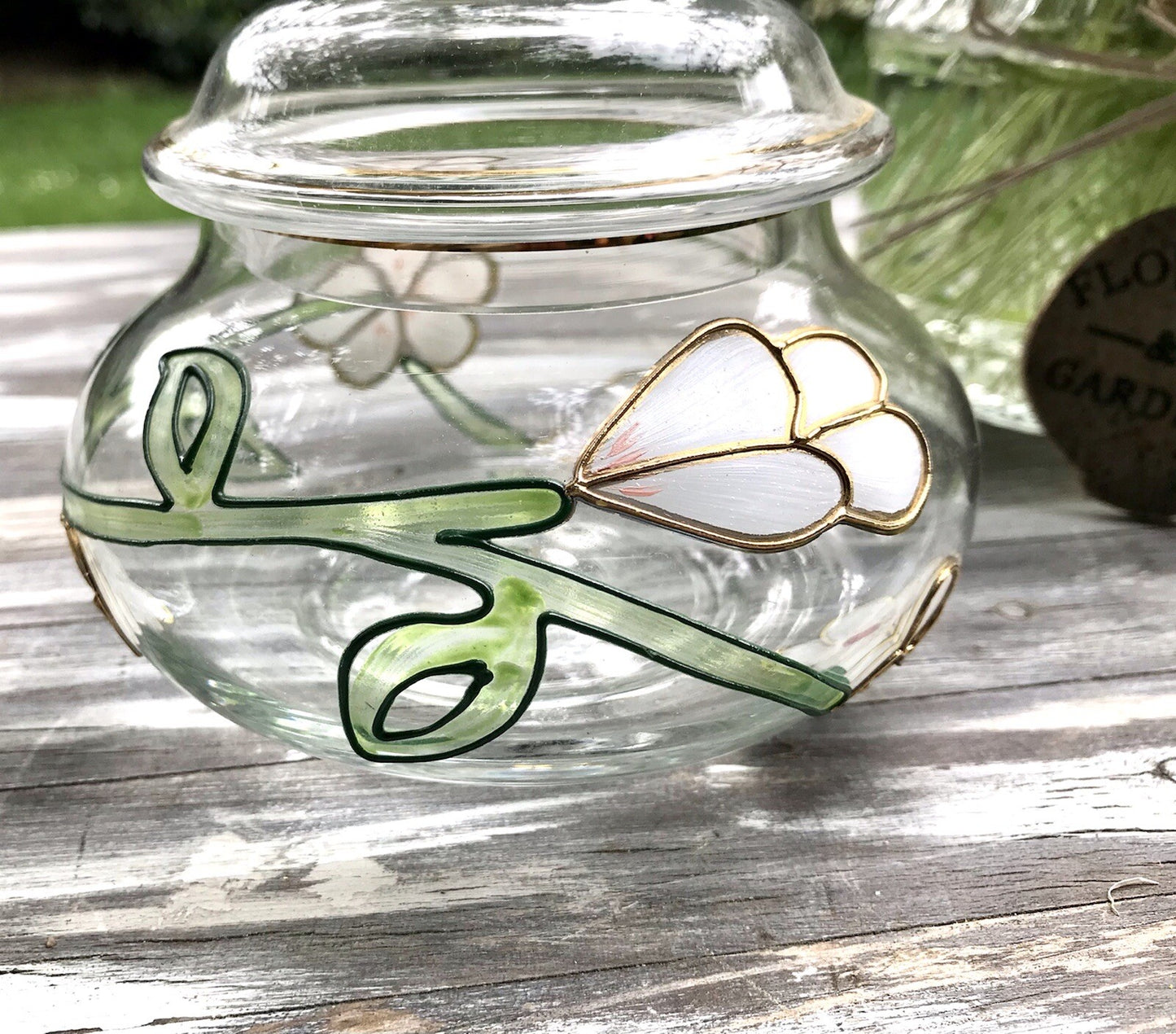 Nagel 2 Glasdose Bonboniere Gefäß Glas Konfitüre Marmeladen Dose Tiffany Optik
