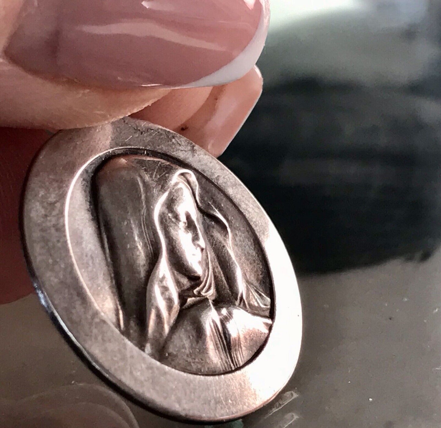 Antik Edel Anhänger Kettenanhänger Silber christlich Maria Mutter Gottes